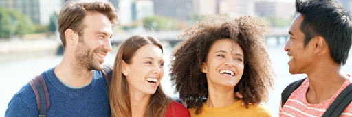 A group of friends laughing together